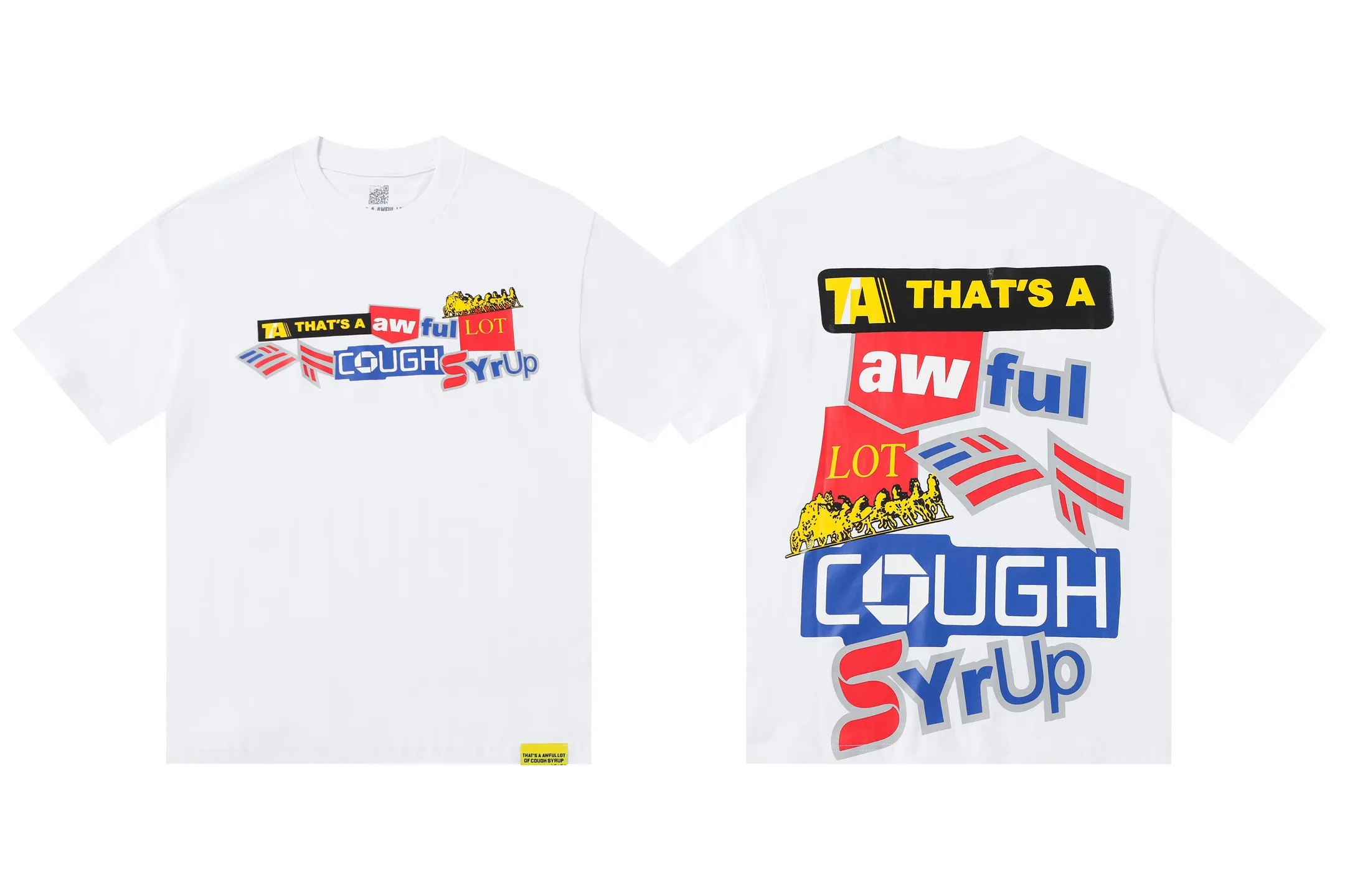 #White/Black ｜ THAT'S A AWFUL LOT OF COUGH SYRUP In Stock Real shot American simple trendy brand loose casual T-shirt Fabric (fabric): 32 counts Weight combed double yarn pure cotton Sizes (size): S-M L X L Color (colour):, Black/White
